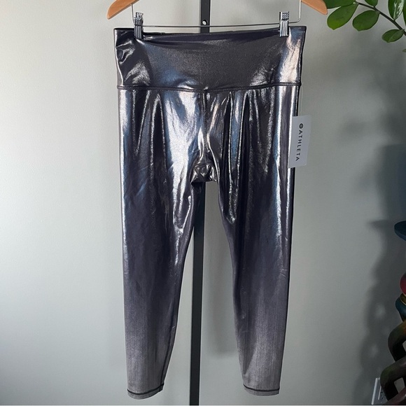 Athleta Pants - Athleta Elation Shine Tight Compression Legging Pant Silver Ombre Size Large NWT